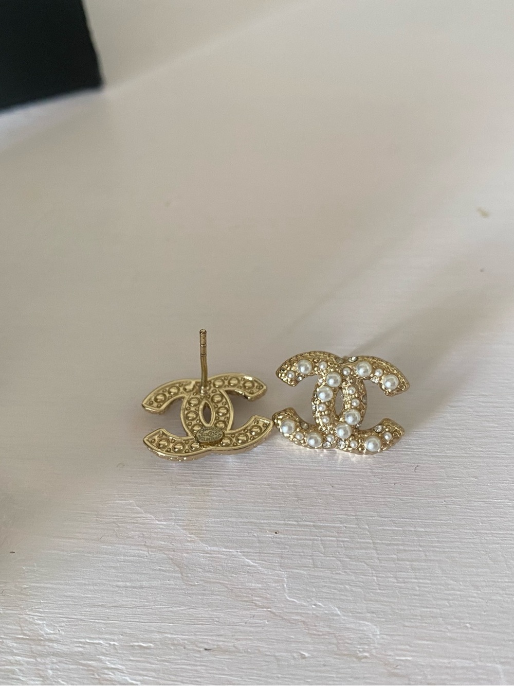 Chanel Pearl CC Logo Stud Earrings